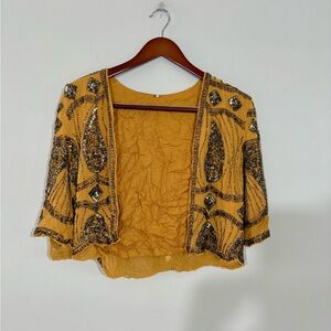 Free People Gold Sequin Cape Jacket
